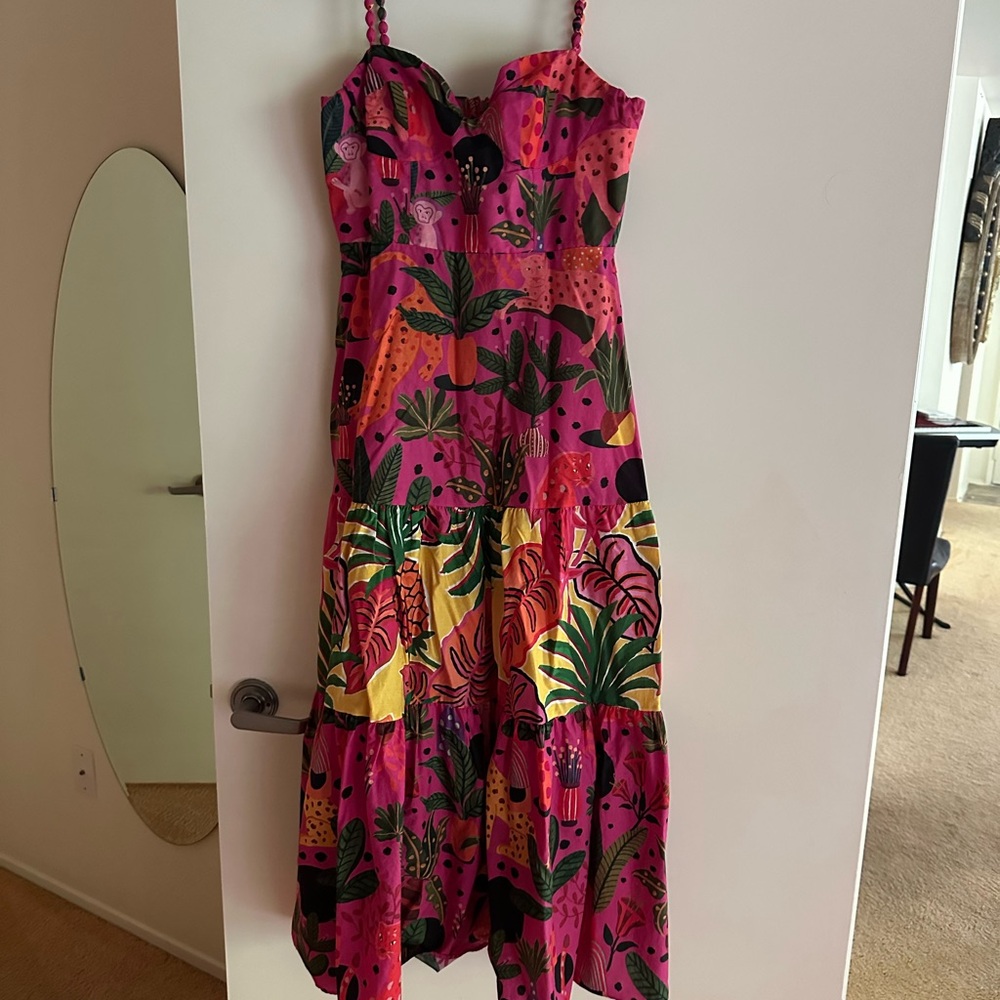 FARM RIO Vibrant Tropical Print Maxi Dress